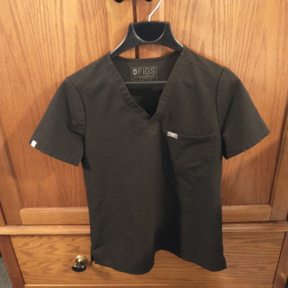 Figs Technical Collection Size Small Women's Black Scrub Top